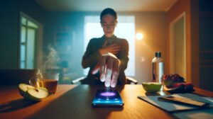 Illustration of a person interrupting an automatic habit loop in seconds by counting down and taking a deep breath