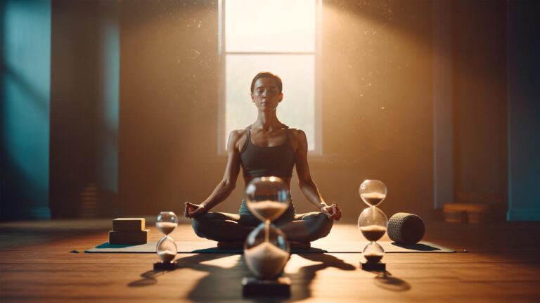 Illustration of the 4-3-2 relaxation method for mastering yoga poses at home