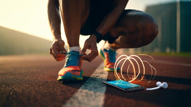 Illustration of dopamine anticipation delivering an instant motivation boost to start an exercise routine in 30 seconds