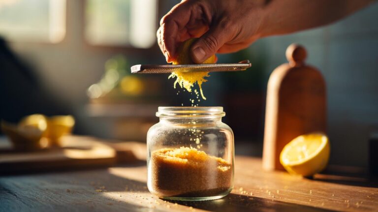 Illustration of lemon dusting applied to brown sugar to retain moisture and prevent hardening