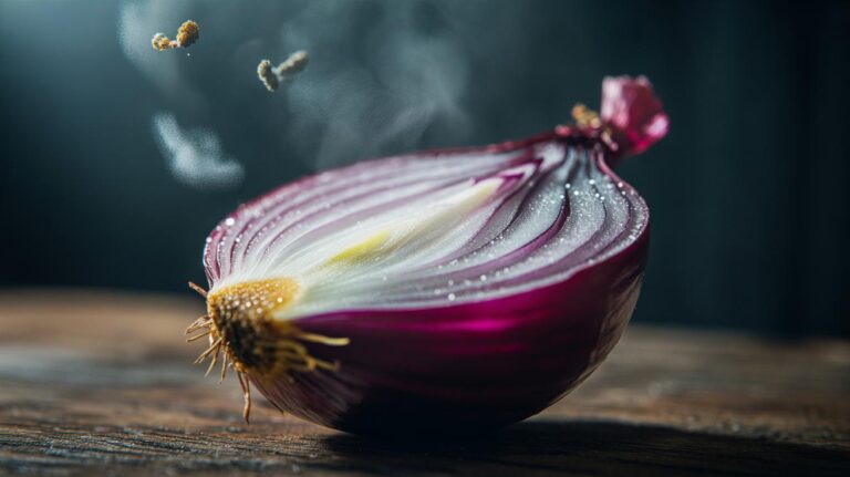 Illustration of an onion cross-section showing concentric layers sealing a cut surface to prevent disease